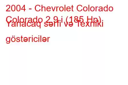 2004 - Chevrolet Colorado
Colorado 2.9 i (185 Hp) Yanacaq sərfi və Texniki göstəricilər