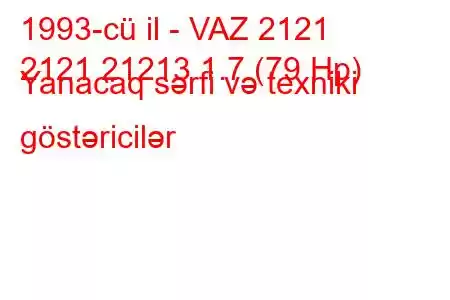 1993-cü il - VAZ 2121
2121 21213 1.7 (79 Hp) Yanacaq sərfi və texniki göstəricilər