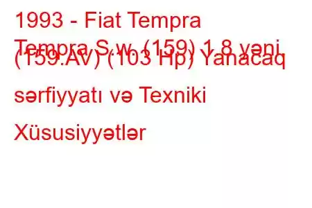 1993 - Fiat Tempra
Tempra S.w. (159) 1.8 yəni. (159.AV) (103 Hp) Yanacaq sərfiyyatı və Texniki Xüsusiyyətlər