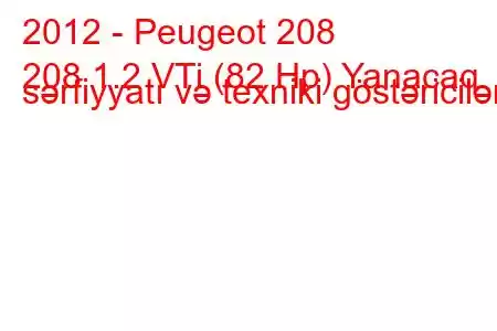 2012 - Peugeot 208
208 1.2 VTi (82 Hp) Yanacaq sərfiyyatı və texniki göstəricilər