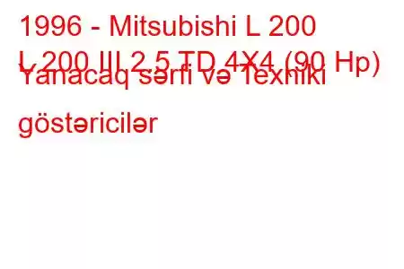 1996 - Mitsubishi L 200
L 200 III 2.5 TD 4X4 (90 Hp) Yanacaq sərfi və Texniki göstəricilər