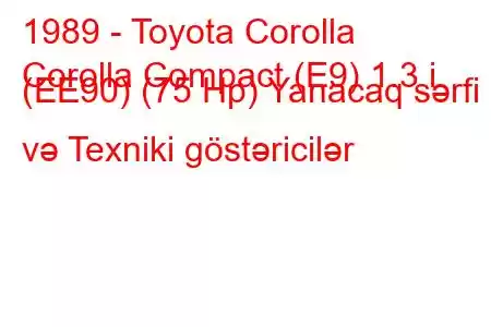 1989 - Toyota Corolla
Corolla Compact (E9) 1.3 i (EE90) (75 Hp) Yanacaq sərfi və Texniki göstəricilər