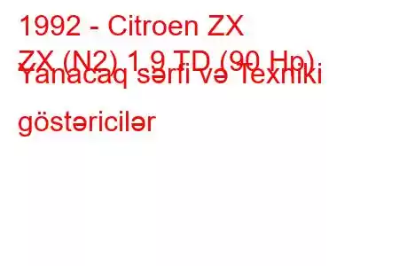 1992 - Citroen ZX
ZX (N2) 1.9 TD (90 Hp) Yanacaq sərfi və Texniki göstəricilər