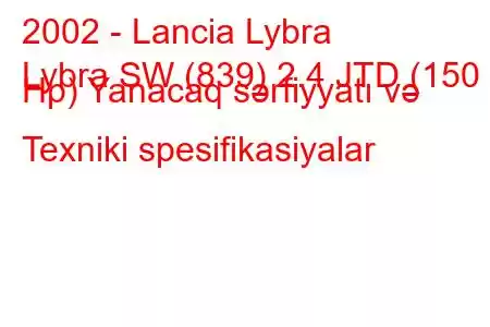 2002 - Lancia Lybra
Lybra SW (839) 2.4 JTD (150 Hp) Yanacaq sərfiyyatı və Texniki spesifikasiyalar