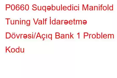 P0660 Suqəbuledici Manifold Tuning Valf İdarəetmə Dövrəsi/Açıq Bank 1 Problem Kodu