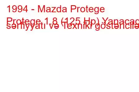 1994 - Mazda Protege
Protege 1.8 (125 Hp) Yanacaq sərfiyyatı və Texniki göstəricilər