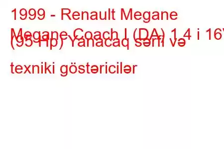 1999 - Renault Megane
Megane Coach I (DA) 1.4 i 16V (95 Hp) Yanacaq sərfi və texniki göstəricilər