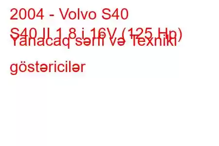 2004 - Volvo S40
S40 II 1.8 i 16V (125 Hp) Yanacaq sərfi və Texniki göstəricilər