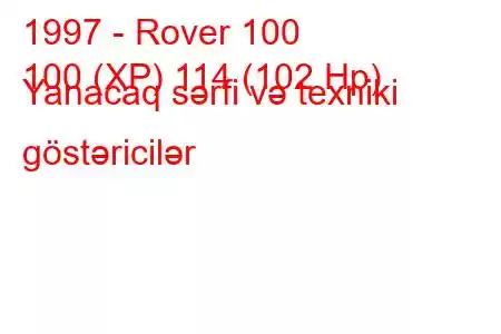 1997 - Rover 100
100 (XP) 114 (102 Hp) Yanacaq sərfi və texniki göstəricilər