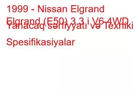 1999 - Nissan Elgrand
Elgrand (E50) 3.3 i V6 4WD Yanacaq sərfiyyatı və Texniki Spesifikasiyalar