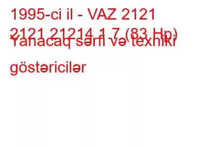 1995-ci il - VAZ 2121
2121 21214 1.7 (83 Hp) Yanacaq sərfi və texniki göstəricilər