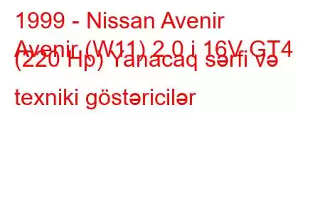 1999 - Nissan Avenir
Avenir (W11) 2.0 i 16V GT4 (220 Hp) Yanacaq sərfi və texniki göstəricilər