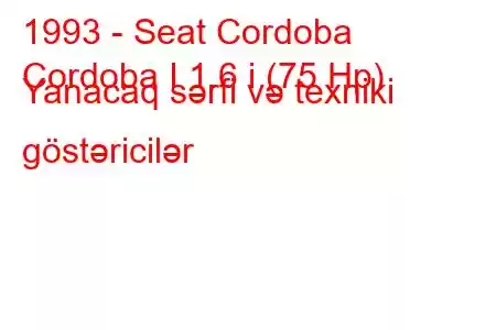 1993 - Seat Cordoba
Cordoba I 1.6 i (75 Hp) Yanacaq sərfi və texniki göstəricilər