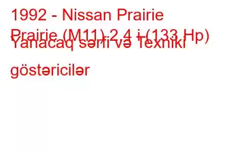 1992 - Nissan Prairie
Prairie (M11) 2.4 i (133 Hp) Yanacaq sərfi və Texniki göstəricilər