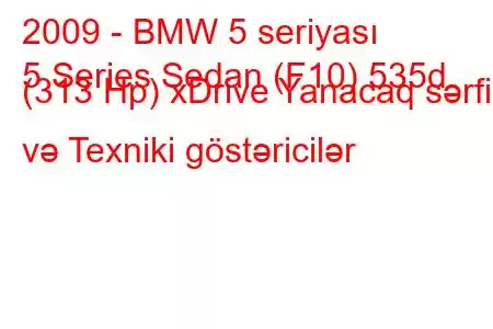 2009 - BMW 5 seriyası
5 Series Sedan (F10) 535d (313 Hp) xDrive Yanacaq sərfi və Texniki göstəricilər