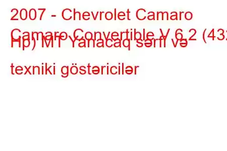 2007 - Chevrolet Camaro
Camaro Convertible V 6.2 (432 Hp) MT Yanacaq sərfi və texniki göstəricilər