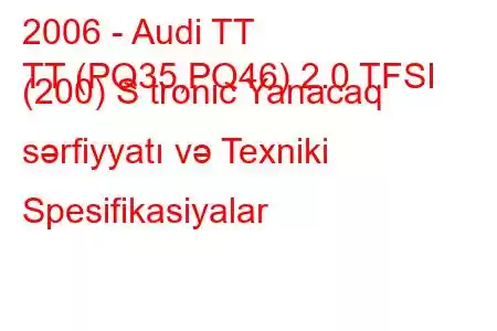 2006 - Audi TT
TT (PQ35,PQ46) 2.0 TFSI (200) S tronic Yanacaq sərfiyyatı və Texniki Spesifikasiyalar