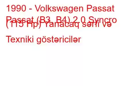 1990 - Volkswagen Passat
Passat (B3, B4) 2.0 Syncro (115 Hp) Yanacaq sərfi və Texniki göstəricilər