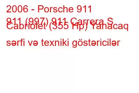 2006 - Porsche 911
911 (997) 911 Carrera S Cabriolet (355 Hp) Yanacaq sərfi və texniki göstəricilər