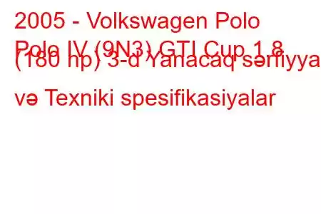 2005 - Volkswagen Polo
Polo IV (9N3) GTI Cup 1.8 (180 hp) 3-d Yanacaq sərfiyyatı və Texniki spesifikasiyalar