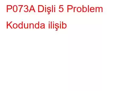 P073A Dişli 5 Problem Kodunda ilişib