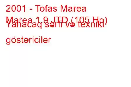 2001 - Tofas Marea
Marea 1.9 JTD (105 Hp) Yanacaq sərfi və texniki göstəricilər