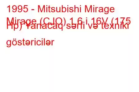 1995 - Mitsubishi Mirage
Mirage (CJO) 1.6 i 16V (175 Hp) Yanacaq sərfi və texniki göstəricilər