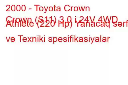 2000 - Toyota Crown
Crown (S11) 3.0 i 24V 4WD Athlete (220 Hp) Yanacaq sərfi və Texniki spesifikasiyalar