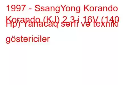 1997 - SsangYong Korando
Korando (KJ) 2.3 i 16V (140 Hp) Yanacaq sərfi və texniki göstəricilər