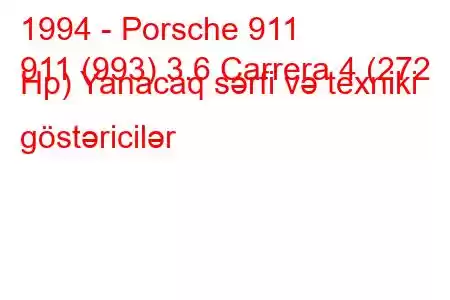 1994 - Porsche 911
911 (993) 3.6 Carrera 4 (272 Hp) Yanacaq sərfi və texniki göstəricilər