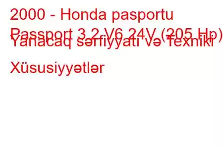 2000 - Honda pasportu
Passport 3.2 V6 24V (205 Hp) Yanacaq sərfiyyatı və Texniki Xüsusiyyətlər