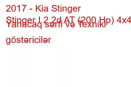 2017 - Kia Stinger
Stinger I 2.2d AT (200 Hp) 4x4 Yanacaq sərfi və Texniki göstəricilər