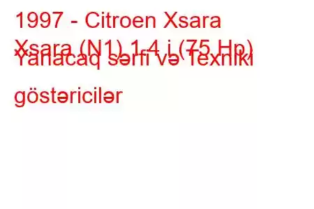 1997 - Citroen Xsara
Xsara (N1) 1.4 i (75 Hp) Yanacaq sərfi və Texniki göstəricilər