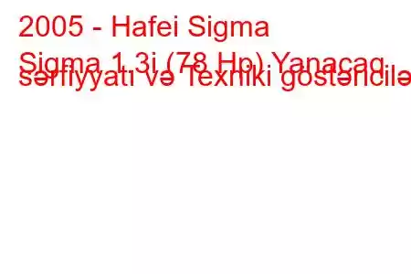 2005 - Hafei Sigma
Sigma 1.3i (78 Hp) Yanacaq sərfiyyatı və Texniki göstəricilər