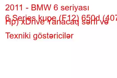 2011 - BMW 6 seriyası
6 Series kupe (F12) 650d (407 Hp) xDrive Yanacaq sərfi və Texniki göstəricilər