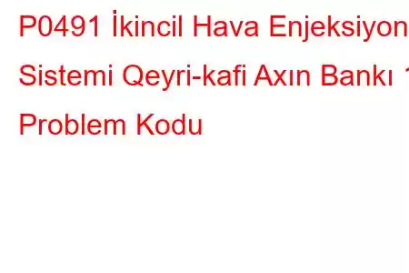 P0491 İkincil Hava Enjeksiyon Sistemi Qeyri-kafi Axın Bankı 1 Problem Kodu