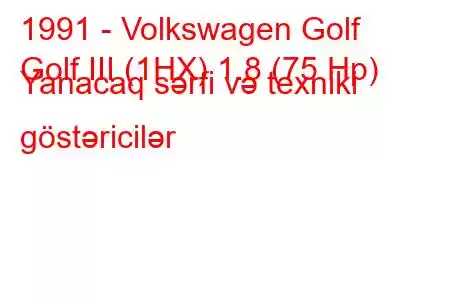 1991 - Volkswagen Golf
Golf III (1HX) 1.8 (75 Hp) Yanacaq sərfi və texniki göstəricilər