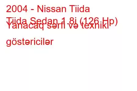 2004 - Nissan Tiida
Tiida Sedan 1.8i (126 Hp) Yanacaq sərfi və texniki göstəricilər