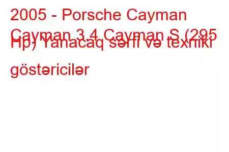 2005 - Porsche Cayman
Cayman 3.4 Cayman S (295 Hp) Yanacaq sərfi və texniki göstəricilər