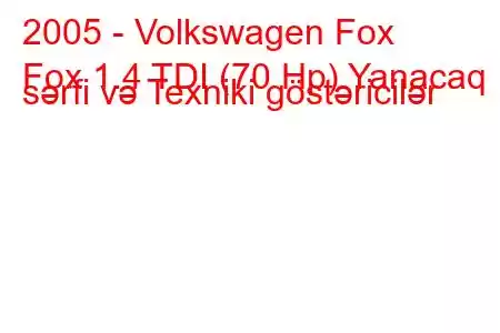 2005 - Volkswagen Fox
Fox 1.4 TDI (70 Hp) Yanacaq sərfi və Texniki göstəricilər