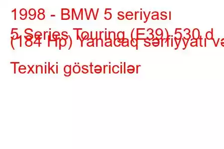 1998 - BMW 5 seriyası
5 Series Touring (E39) 530 d (184 Hp) Yanacaq sərfiyyatı və Texniki göstəricilər