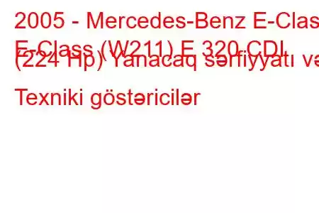 2005 - Mercedes-Benz E-Class
E-Class (W211) E 320 CDI (224 Hp) Yanacaq sərfiyyatı və Texniki göstəricilər