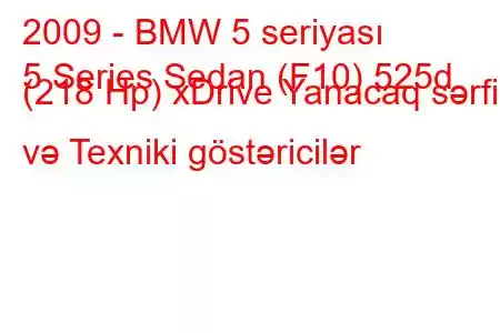 2009 - BMW 5 seriyası
5 Series Sedan (F10) 525d (218 Hp) xDrive Yanacaq sərfi və Texniki göstəricilər