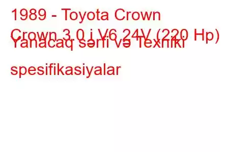 1989 - Toyota Crown
Crown 3.0 i V6 24V (220 Hp) Yanacaq sərfi və Texniki spesifikasiyalar