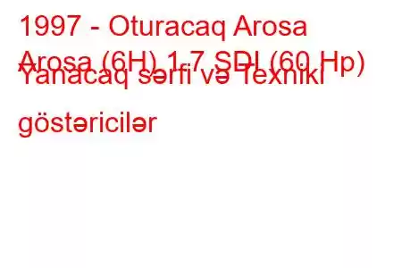 1997 - Oturacaq Arosa
Arosa (6H) 1.7 SDI (60 Hp) Yanacaq sərfi və Texniki göstəricilər