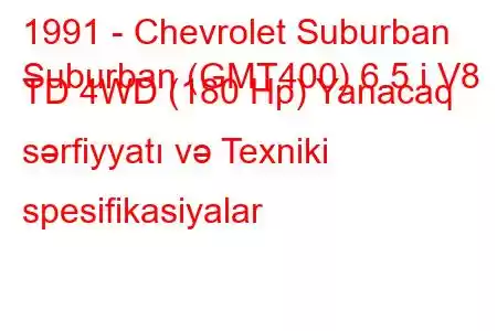 1991 - Chevrolet Suburban
Suburban (GMT400) 6.5 i V8 TD 4WD (180 Hp) Yanacaq sərfiyyatı və Texniki spesifikasiyalar