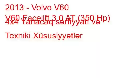 2013 - Volvo V60
V60 Facelift 3.0 AT (350 Hp) 4x4 Yanacaq sərfiyyatı və Texniki Xüsusiyyətlər