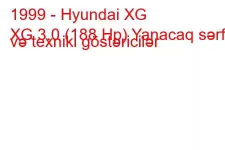 1999 - Hyundai XG
XG 3.0 (188 Hp) Yanacaq sərfi və texniki göstəricilər