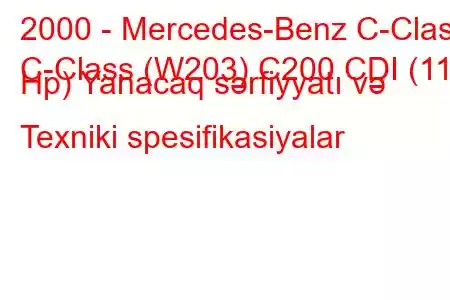 2000 - Mercedes-Benz C-Class
C-Class (W203) C200 CDI (115 Hp) Yanacaq sərfiyyatı və Texniki spesifikasiyalar