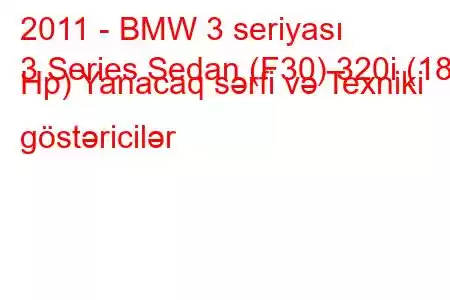 2011 - BMW 3 seriyası
3 Series Sedan (F30) 320i (184 Hp) Yanacaq sərfi və Texniki göstəricilər